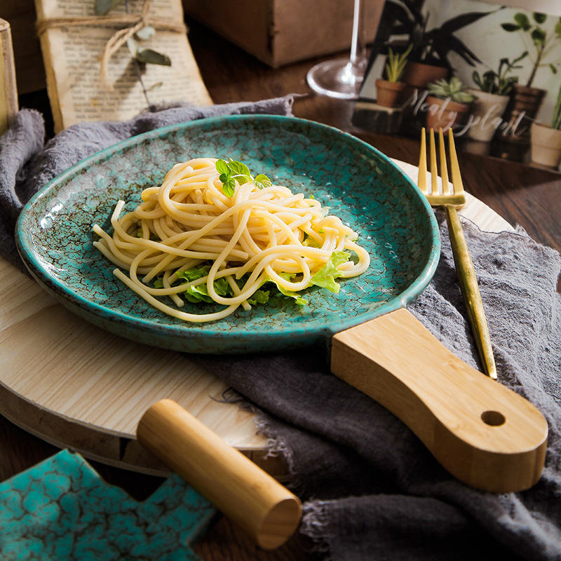 INS creativo japonés tazón de cerámica hogar plato ensalada tazón restaurante plato occidental retro personalizado horno vajilla