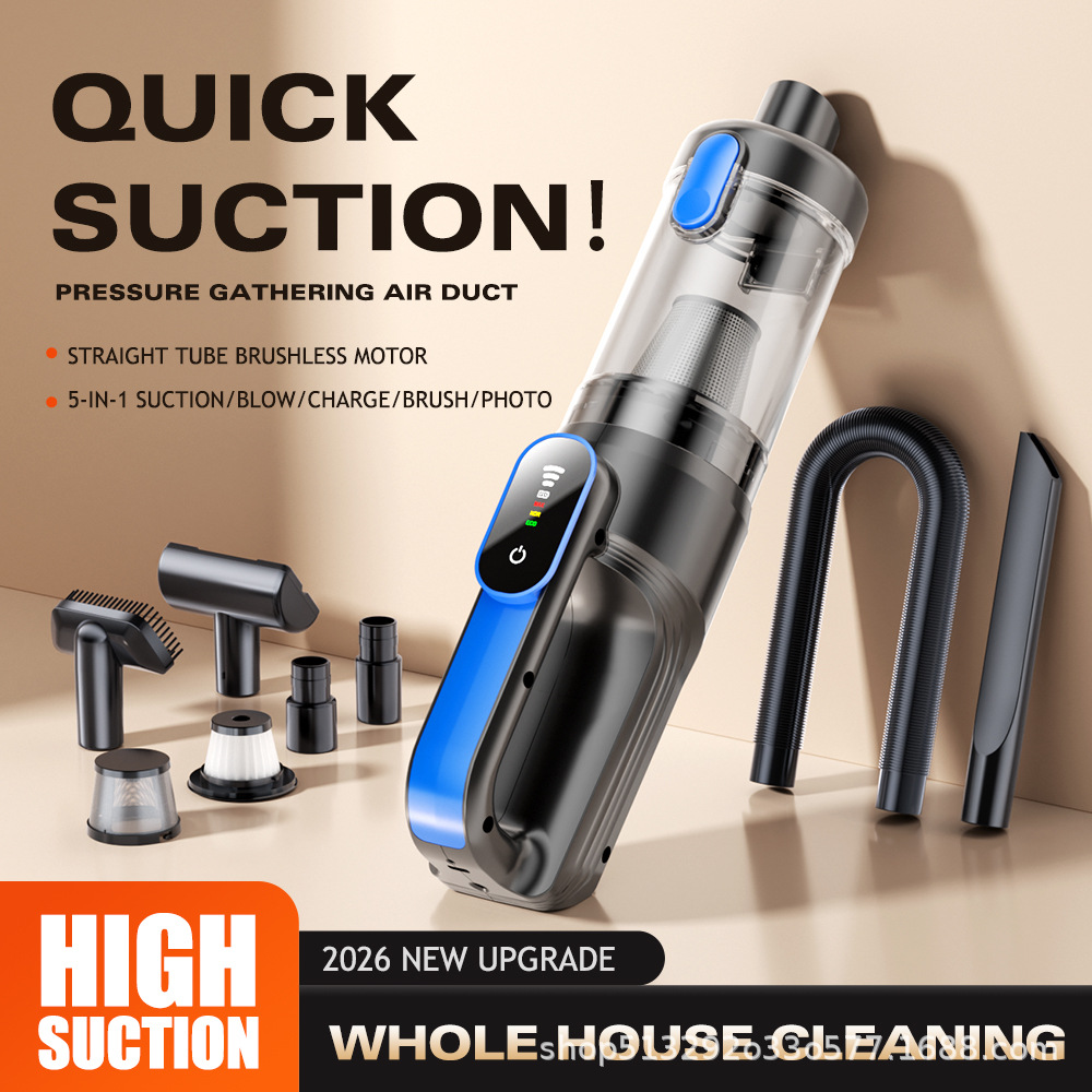 New model of foreign trade car vacuum cleaner with super powerful suction, suitable for car and home use, handheld small wireless vacuum cleaner for the car interior