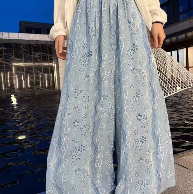 Pantalones anchos de algodón y seda para mujer, pantalones casuales de rayón, suaves y cómodos con efecto drapeado, pantalones de dormir para mujer.