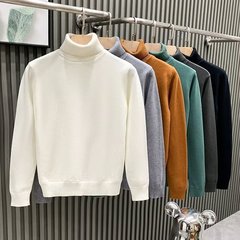 国境を越えた秋冬の高襟セーター男性のファッションブランドのゆるい保温セーター青少年は厚手のニットウェアを厚くした