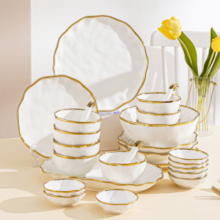 Nordic ins Light Luxury Style Tableware Ceramic Dishes and Dish Set High Appearance Good-looking Dishes Household Steak Plate Fish Plate