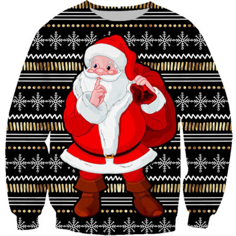 Sudadera hombre con capucha estampado 3d de papá noel suelta_voghion.com