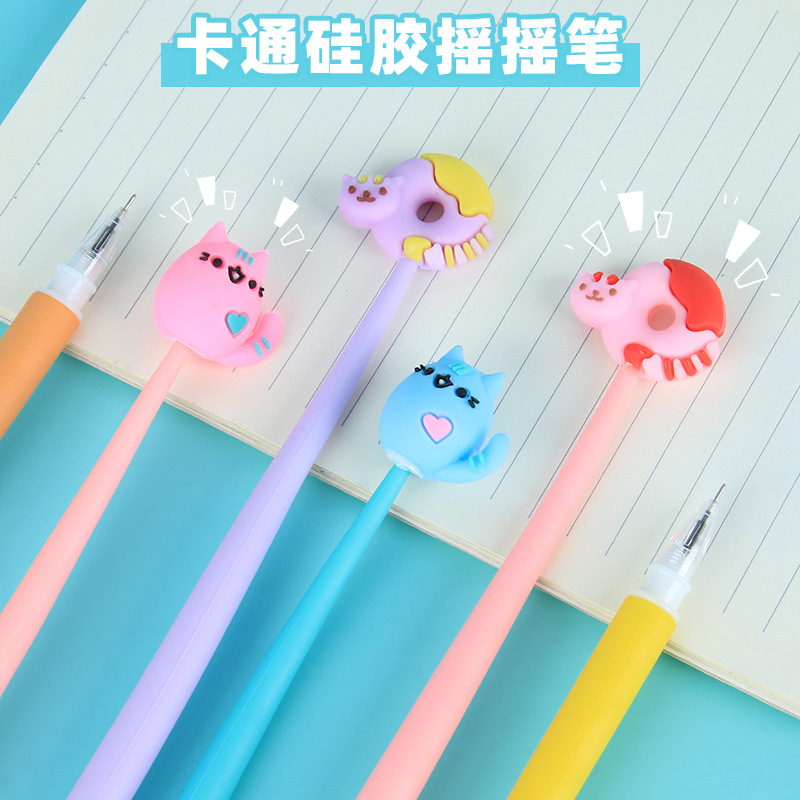 Estudiantes de dibujos animados bolígrafo neutro de silicona creativo de alto valor facial 0.5 aguja agitando música bolígrafo de firma examen de escritura bolígrafo