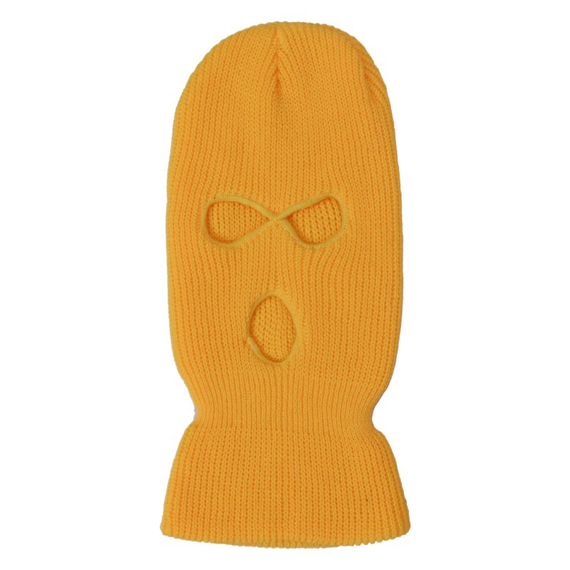 Winter Ingot Needle Three-Hole Knitted Hat Candy-Colored Woolen Hat Digging Hole Baotou Outdoor Cycling Windproof Mask Hat