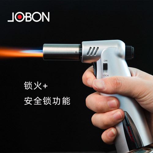Jobon Chinese welding gun high temperature point mugwort windproof flame gun with safety lock cigar desktop straight-in lighter