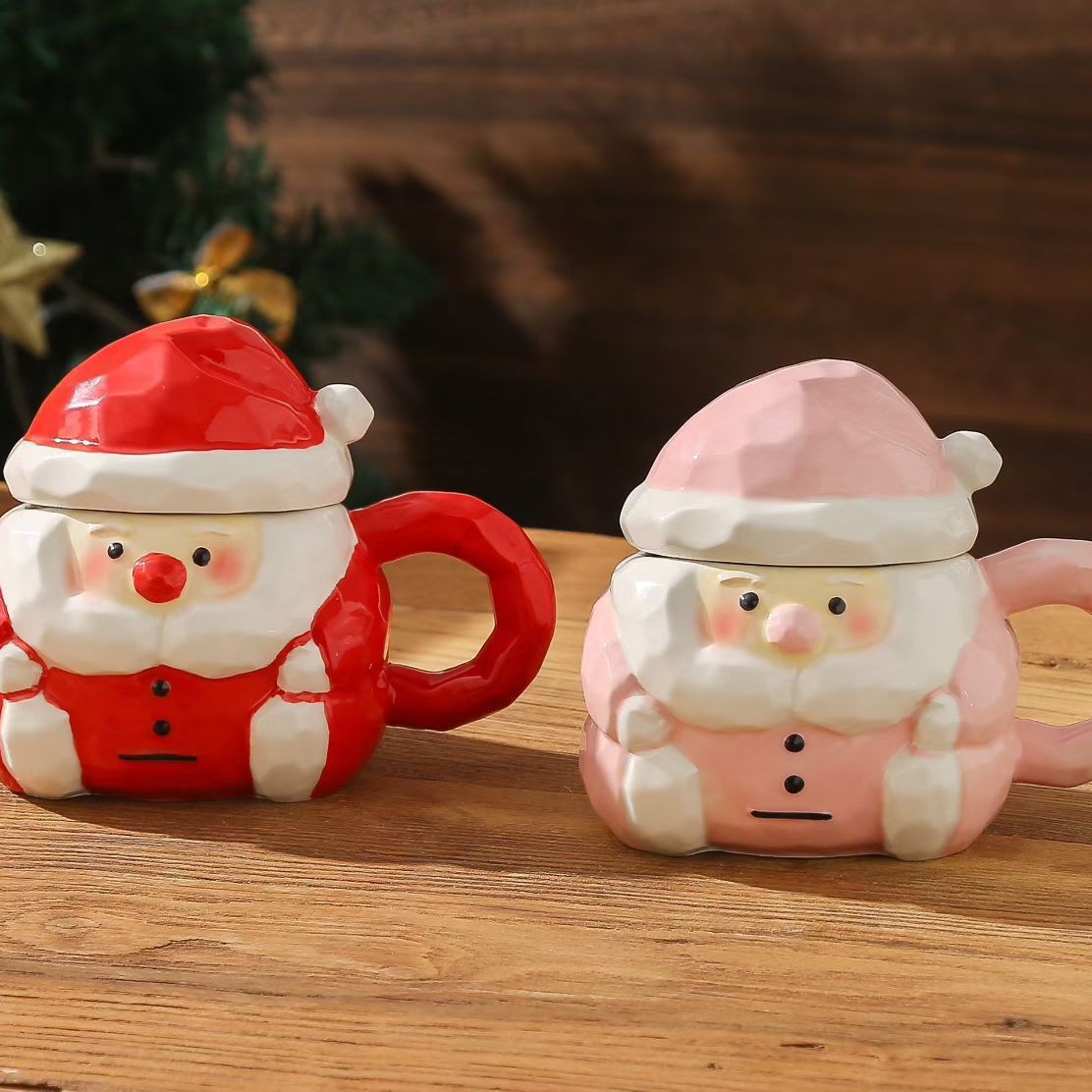 Santa Claus encantador estereoscópico tazas de cerámica de dibujos animados de Navidad creativas ventas transfronterizas tazas de regalo de agua
