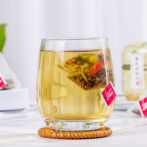 Triangular package peach oolong tea white peach red bean barley tea chrysanthemum cassia seed tea canned combination tea souvenir