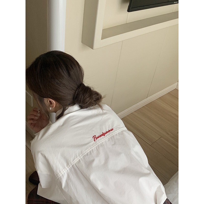 Non-ironing Series ~ Homemade Youth Party Letter Embroidered Shirt Women's Spring Small Design Shirt