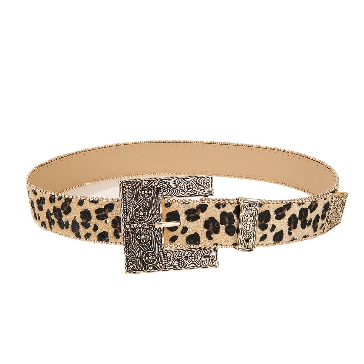 Luipaardprint riem dames Amerikaanse retro decoratieve ins stijl gepersonaliseerde riem_voghion.com