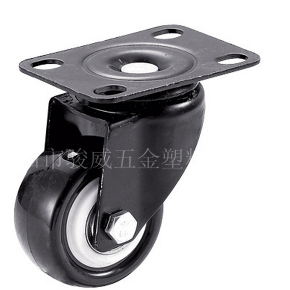 2寸PU平底双轴承万向脚轮、黑色金钻脚轮 地毯脚轮 旋转柜脚轮