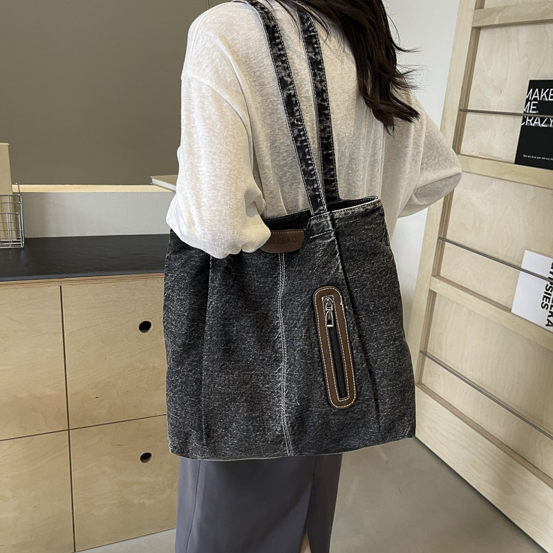 Bolso Tote femenino 2024 verano nuevo estilo todo-fósforo bolso de gran capacidad denim commut bolso de clase de un solo hombro para estudiantes universitarios