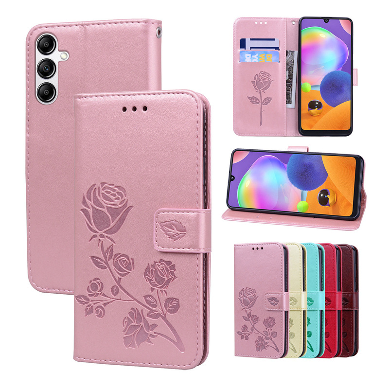Suitable for Samsung S26Plus Embossed Rose Flower Mobile Phone Leather Case M52 5g Printed Card-Insert Flip Wallet