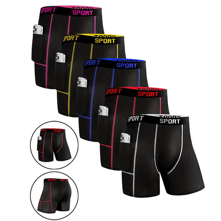 Cross-Border Men's Extended Sports Underwear Men's Anti-Wear Leg Boxer Briefs Anti-Wear Crotch Long Leg Running Plus Fat Plus Size