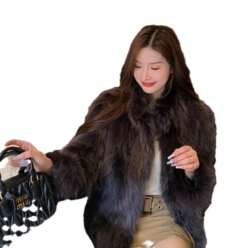 Fox Fleece Coat, Winter Fashion Short Puffer Jacket, Thick and Slimming Youth Style Outerwear