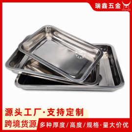 不锈钢1.0加厚4.8cm高加深方盘公司食堂饭堂蒸饭餐菜盘大菜盘托盘