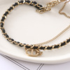 Golden chain, ankle bracelet, fashionable pendant hip-hop style stainless steel, accessory, simple and elegant design