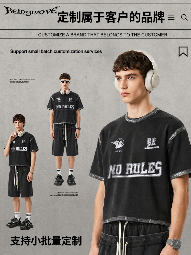 Calle secada| American Street Personality Cyberpunk Vento Top Impresión Suelta Shoulder Drop T-shirt de manga corta para hombres y mujeres