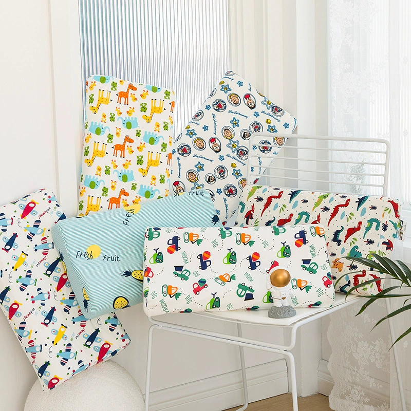 Тайская латексная подушка для отскока, высокая и низкая подушка для шеи, хлопковая подушка с принтом для детей, подушка для обеденного перерыва в детском саду, дышащая и мягкая