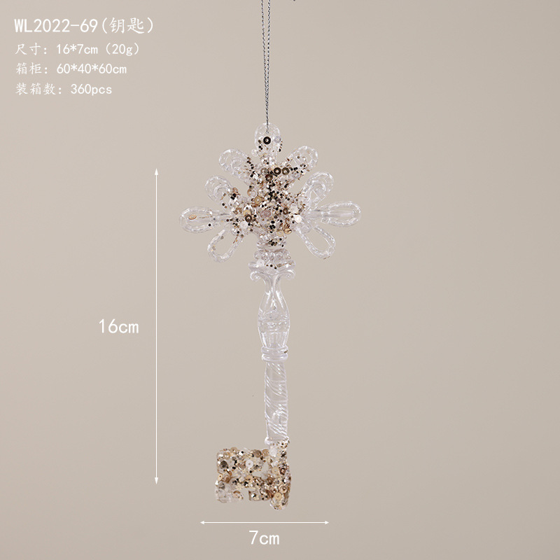 Nuevos productos transfronterizos flocos de nieve de Navidad acrílico transparente alce guirnaldas de decoración de árbol de Navidad colgante colgante