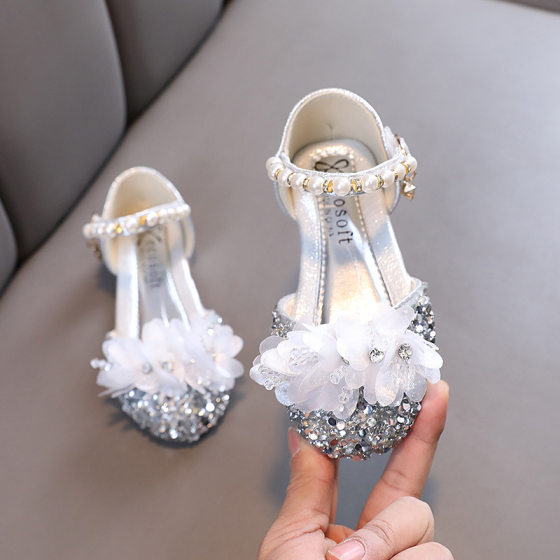 2024 Spring and Autumn New Lady baby girl girl princess diamond shoes leather shoes dance performance shoes