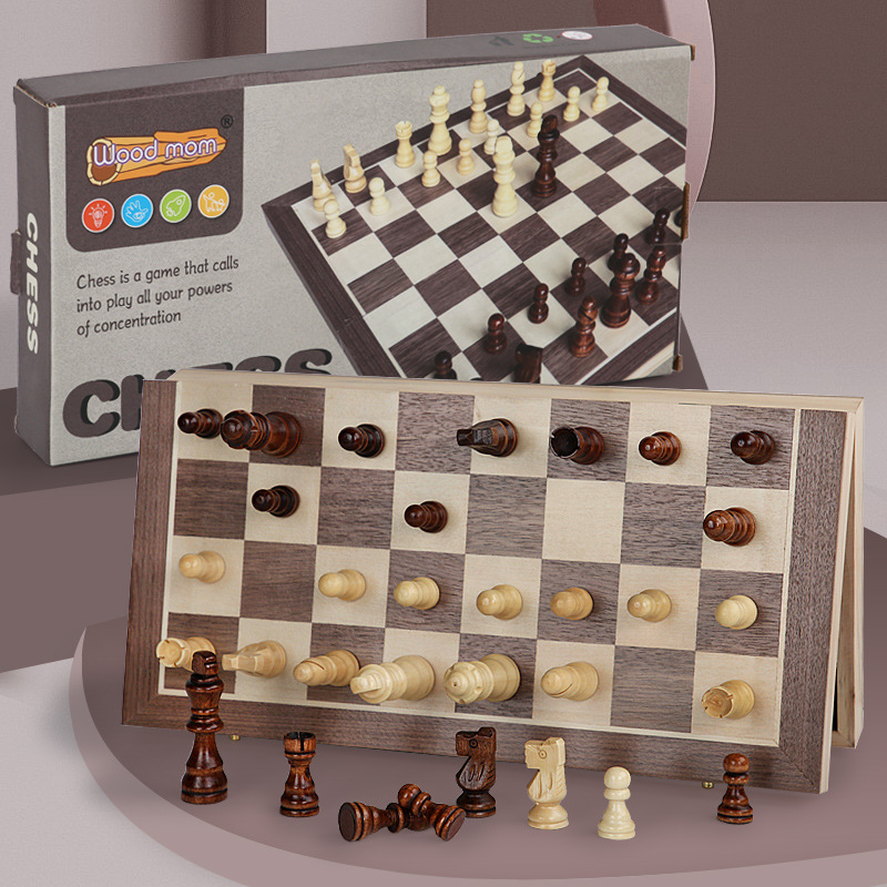 Juego de ajedrez para adultos de madera para niños Educación Temprana Inteligencia juego de escritorio interactivo entre padres e hijos juguetes educativos de ajedrez