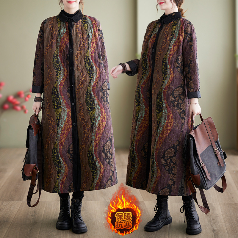 Real shot 2022 winter new middle-aged and elderly plus size cotton-padded coat ethnic style long sleeve single-breasted cotton-padded coat women's cotton-padded coat Real shot 2022 winter new middle-aged and elderly plus size cotton-padded coat ethnic style long sleeve single-breasted cotton-padded coat women's cotton-padded coat