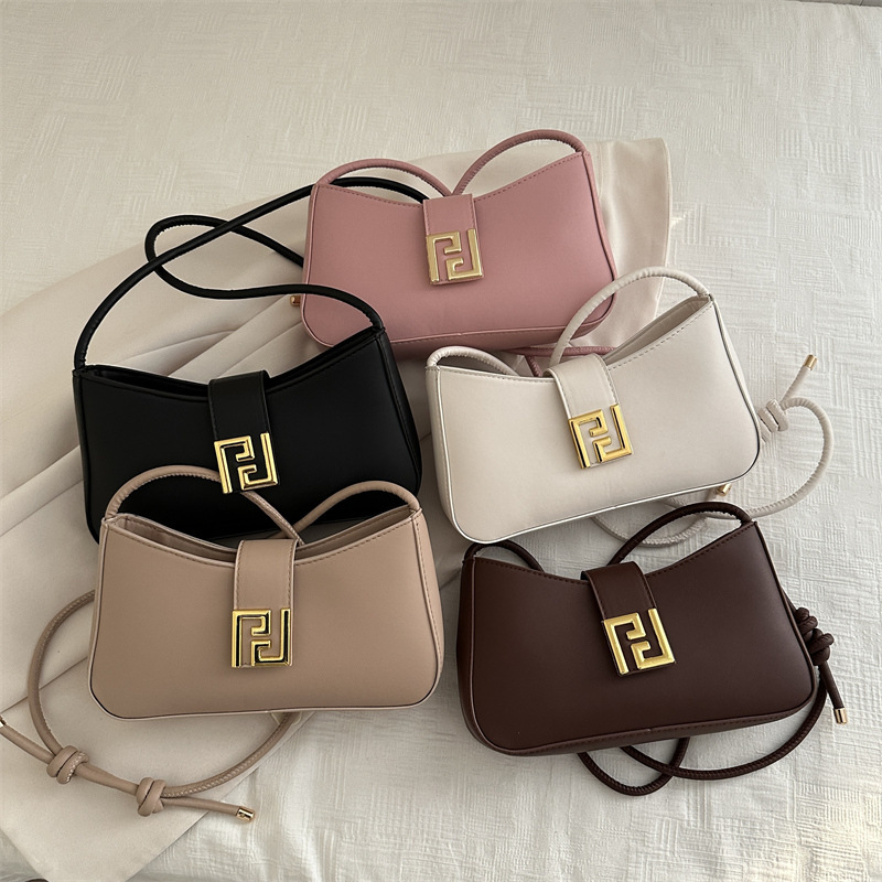French Niche Simple Baguette Underarm Bag Women's Cross-border New Fashion All-match Handbag Elegant Shoulder Crossbody Bag French Niche Simple Baguette Underarm Bag Women's Cross-border New Fashion All-match Handbag Elegant Shoulder Crossbody Bag