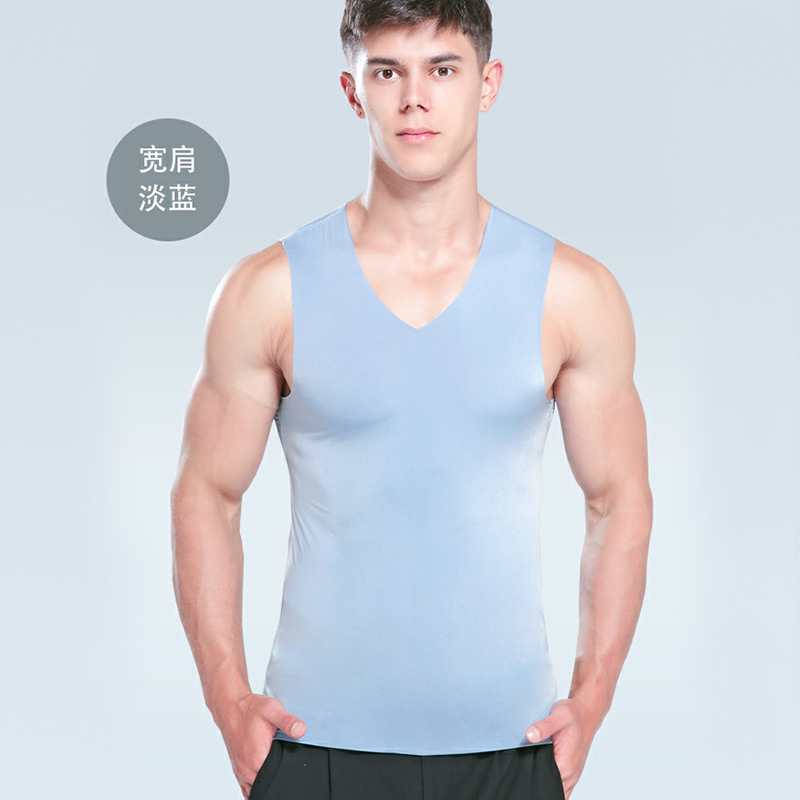Traceless ice silk vest men's summer youth thin sports fitness men's sleeveless bottoming top tide generation wholesale