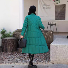 A字版羽绒服女2024年冬季新款高端收腰修身中长款过膝刺绣白鸭绒
