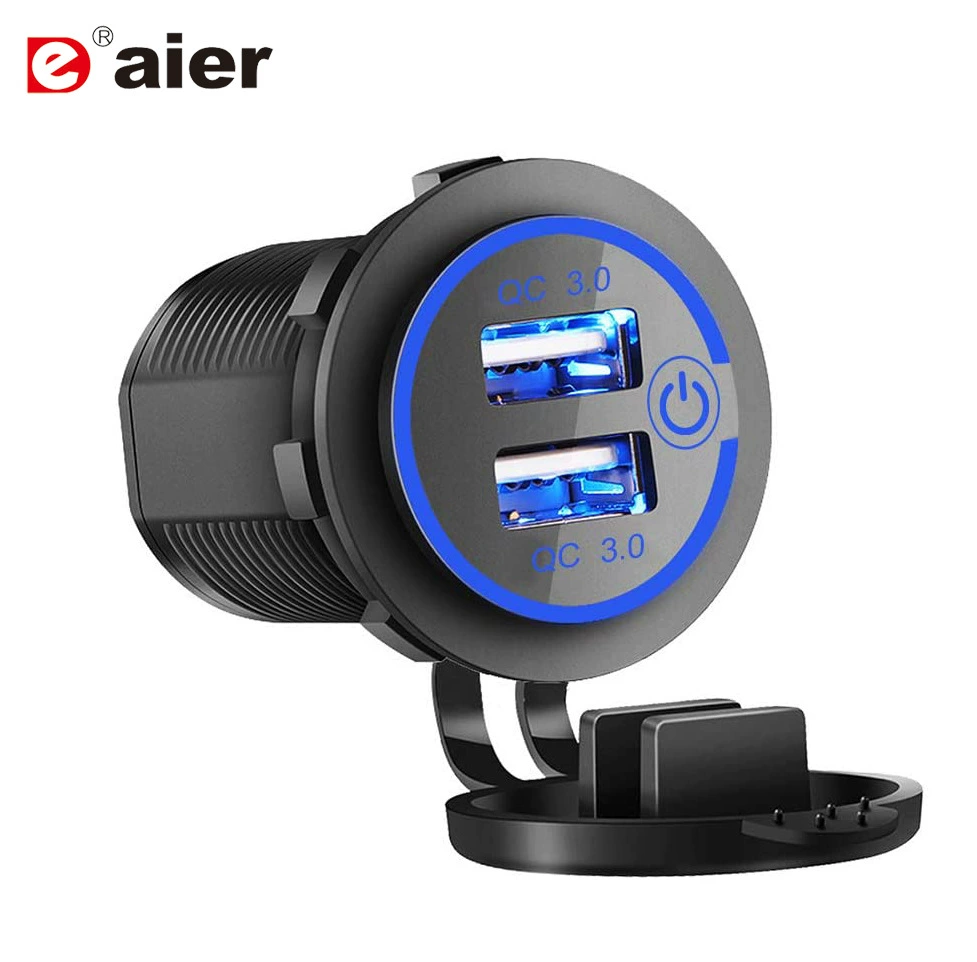 QC3.0 быстрая зарядка автомобильное зарядное устройство сенсорный экран переключатель двойной USB порт зарядки одна апертура модификация автомобиля