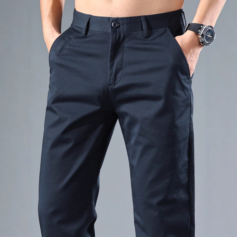 Summer Thin Business Casual Pants Men's Elastic Loose Straight Pants Trendy Spring and Autumn Dad Wear Sports Long Pants