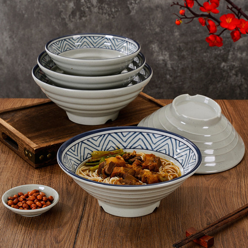 Dishes Wholesale Creative Retro Commercial Dish Plate Noodle Bowl Small Bowl Cup Saucer Rice Bowl Plastic Large Bowl Plate Tableware