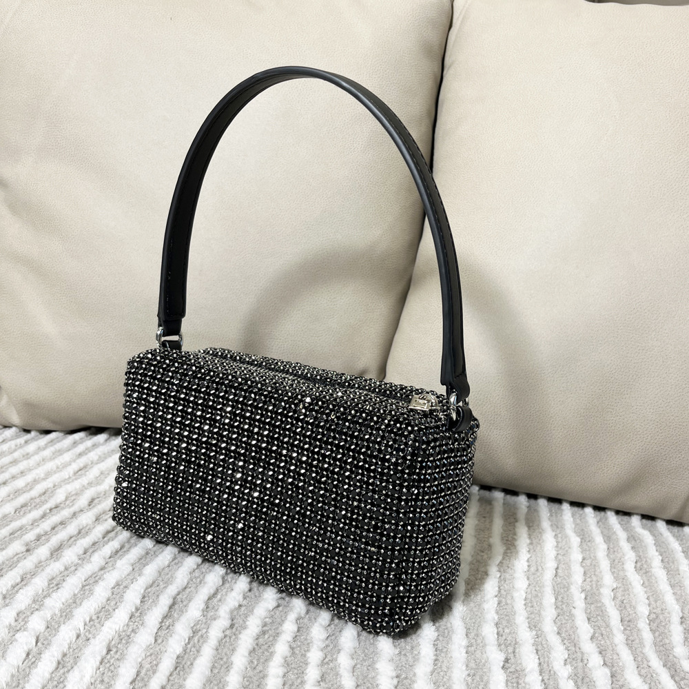 Rhinestone Top Handle Bag Sparkling Crystal Mini Shoulder Purse_voghion.com