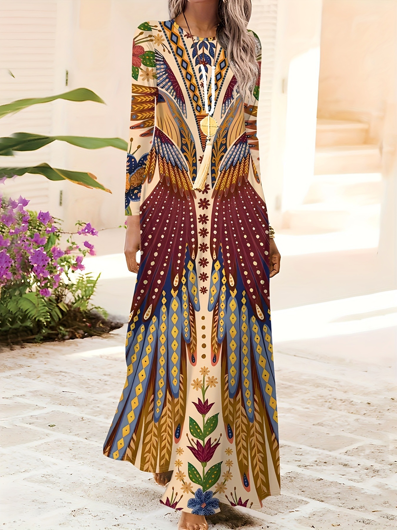Women's Butterfly Pattern 3D Digital Bohemian Style Printed Party Elegant Long Dress 2025 Cross-Border_ecoleips.com