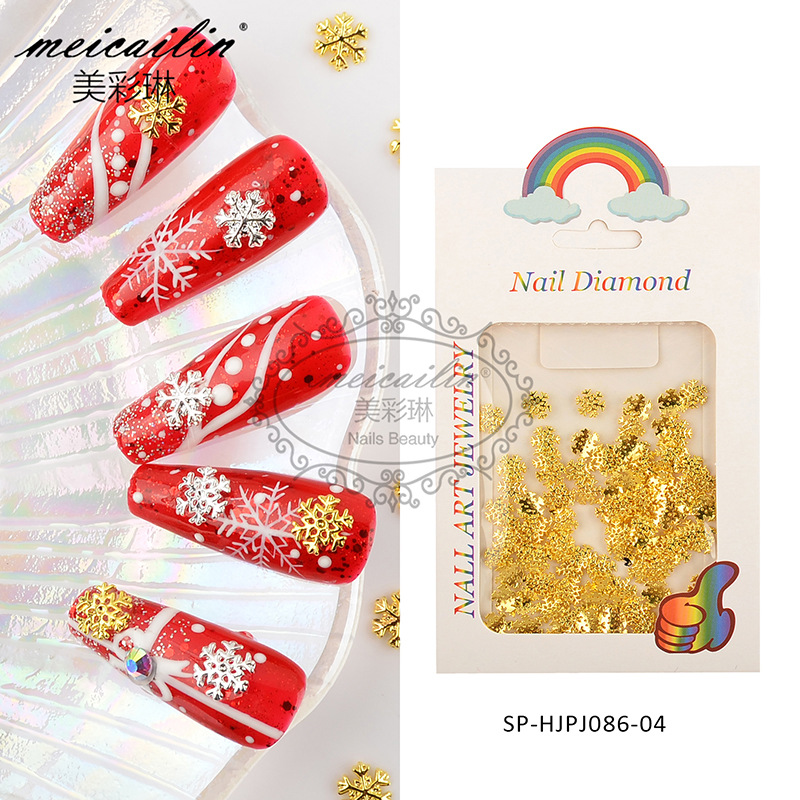 Accesorios de uñas de Navidad copo de nieve Aleación de Arte de uñas plata copo de nieve metal parche fino arte de uñas copo de nieve parche joyería
