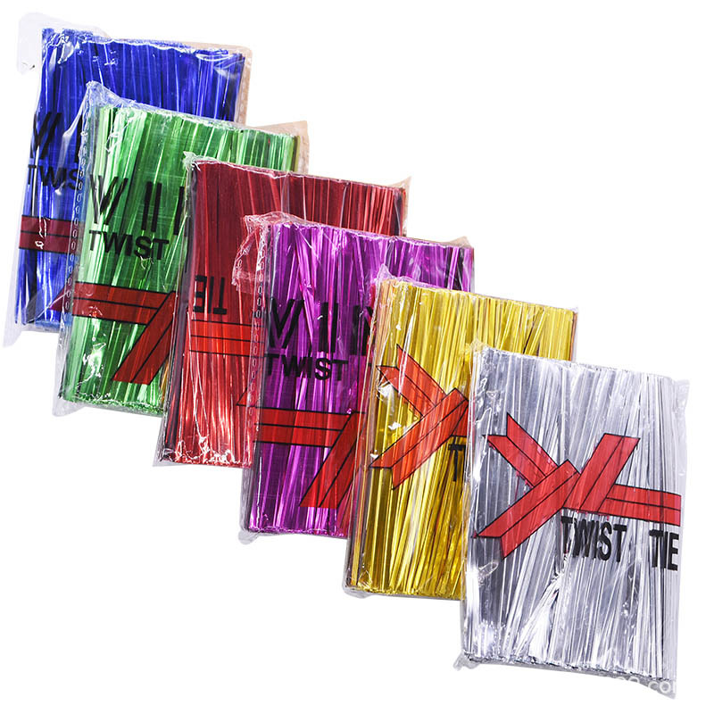厂家供应彩色扎带金属铁丝扎线棒棒糖包装金银色扎丝面包包装封口