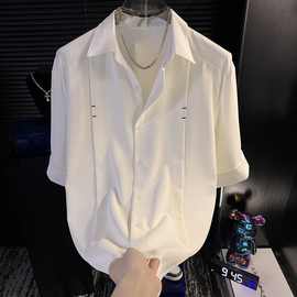 男夏装衬衫男士2025年夏季休闲宽松短袖帅简约高级感潮流上衣男装