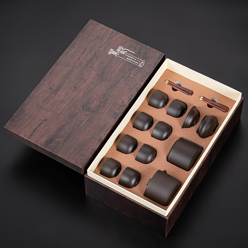 ✲☾☾✲12개 보라색 점토 차 세트(측면 손잡이/둥근 모양) - 선물 상자✲☾☾✲