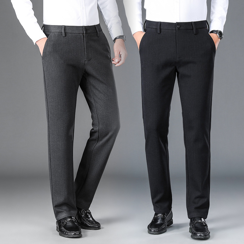 秋冬新款男士羊毛休闲裤2025商务直筒加厚保暖西裤高端百搭裤子男