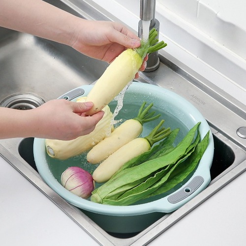 Plastic double-ear washbasin Large thickened washbasin with holes Student dormitory vegetable sink Baby laundry basin