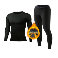 Sports tights suit men's fleece fitness clothes quick-drying running basketball tight warm fitness pants sportswear