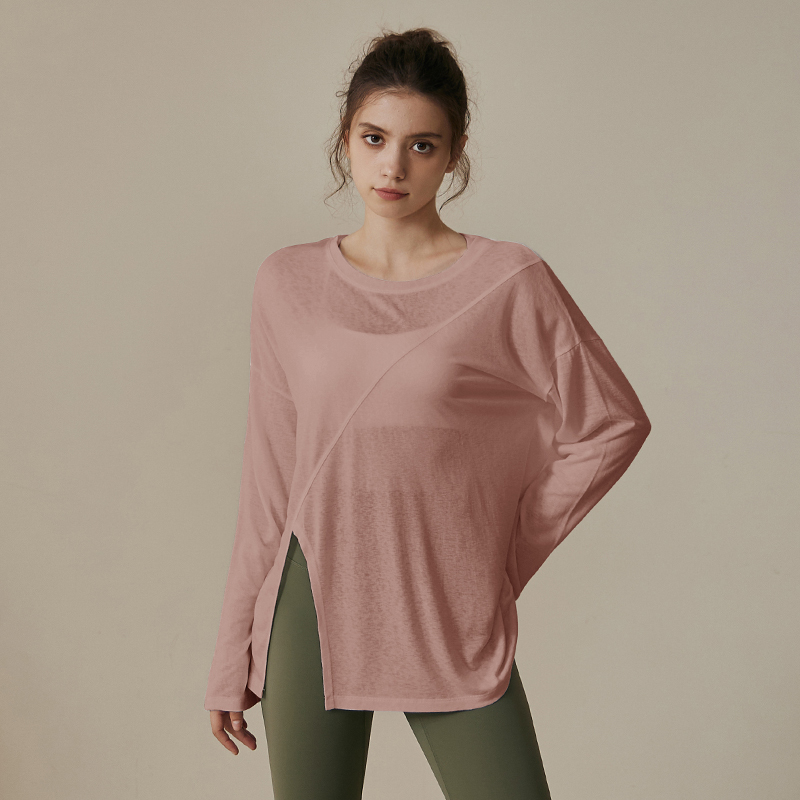 ヨガ服女性秋冬スタイルランニングスポーツゆるいブラウスtシャツプラティトレーニング長袖上着フィットネススーツ|undefined