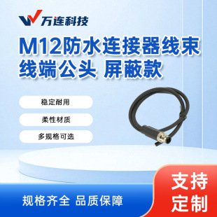 Wanlian Customized M12 Waterproof Connector Wiring Harness Male Abd Buckle 8-Core Pvc/Pur Sensor Straight Plug