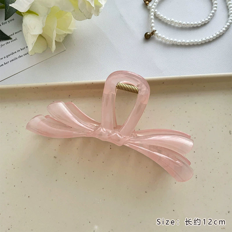 Заколка-клюв Hair claw, фуксия «краб» с бантом, асимметричная глянцевая акриловая, 11,5×4×4,5 см