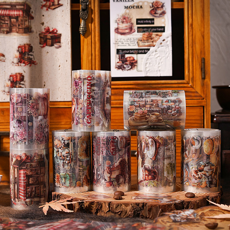 Tiempo tranquilo transparente impermeable pet cinta adhesiva cubierta caja diy diario pegatinas retro transfronterizas pegatinas decorativas