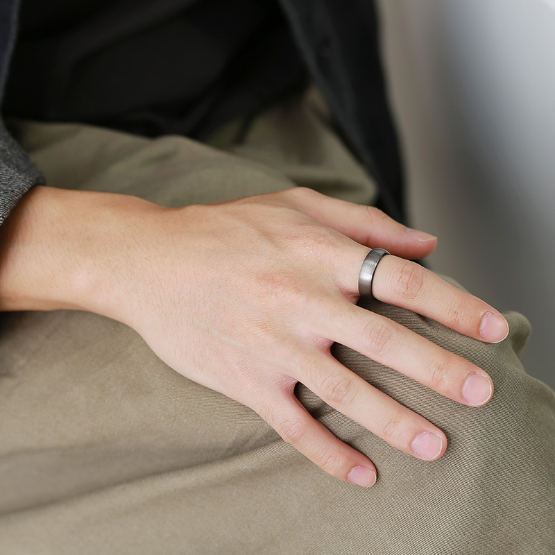 Simple Style Letter Tungsten Steel Rings Plating Stainless Steel Rings