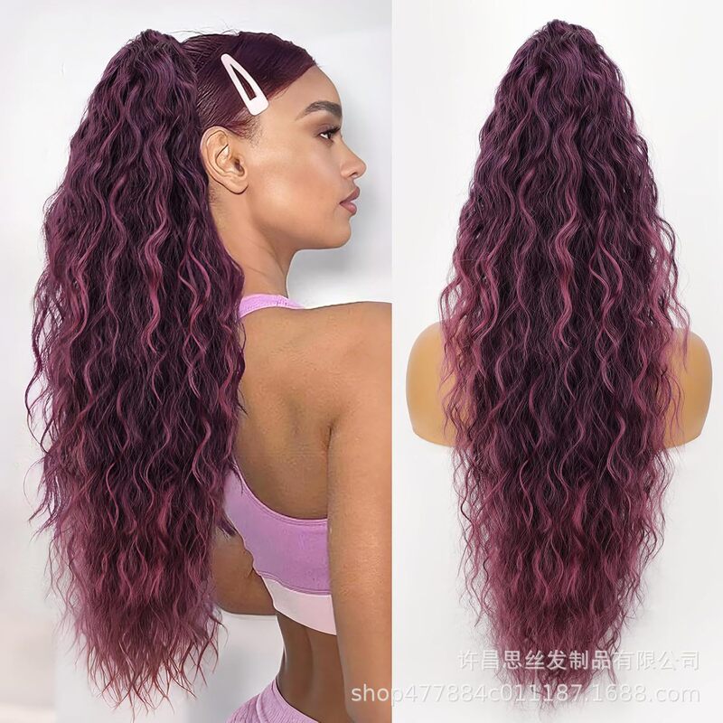 Xuchang ウィッグ 30 インチクリップポニーテール水波紋ロング巻き毛ふわふわポニーテールヘアエクステンションポニーテールヘア|undefined