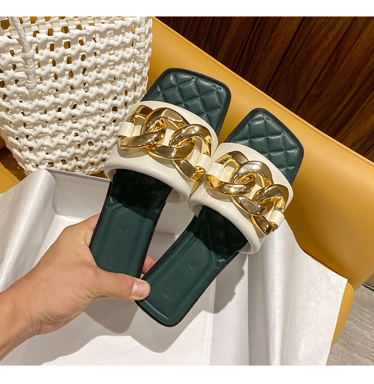 Pantofole di pelle di pecora da donna Net Red 2023 New Summer Leather One Word Pantofole da donna abbigliamento estivo moda scarpe da spiaggia tendenza_voghion.com