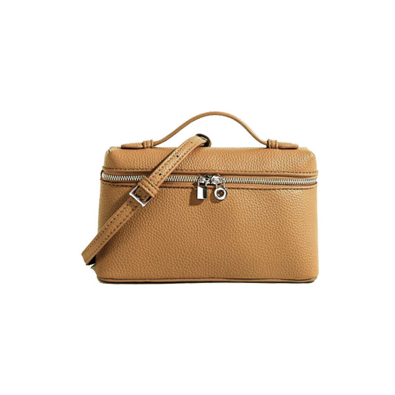 LP19 Lunch Box Bag Genuine Leather Women's Handbag Makeup Bag Small Square Crossbody Bag Luxury Designer Style - Thumbnail 8