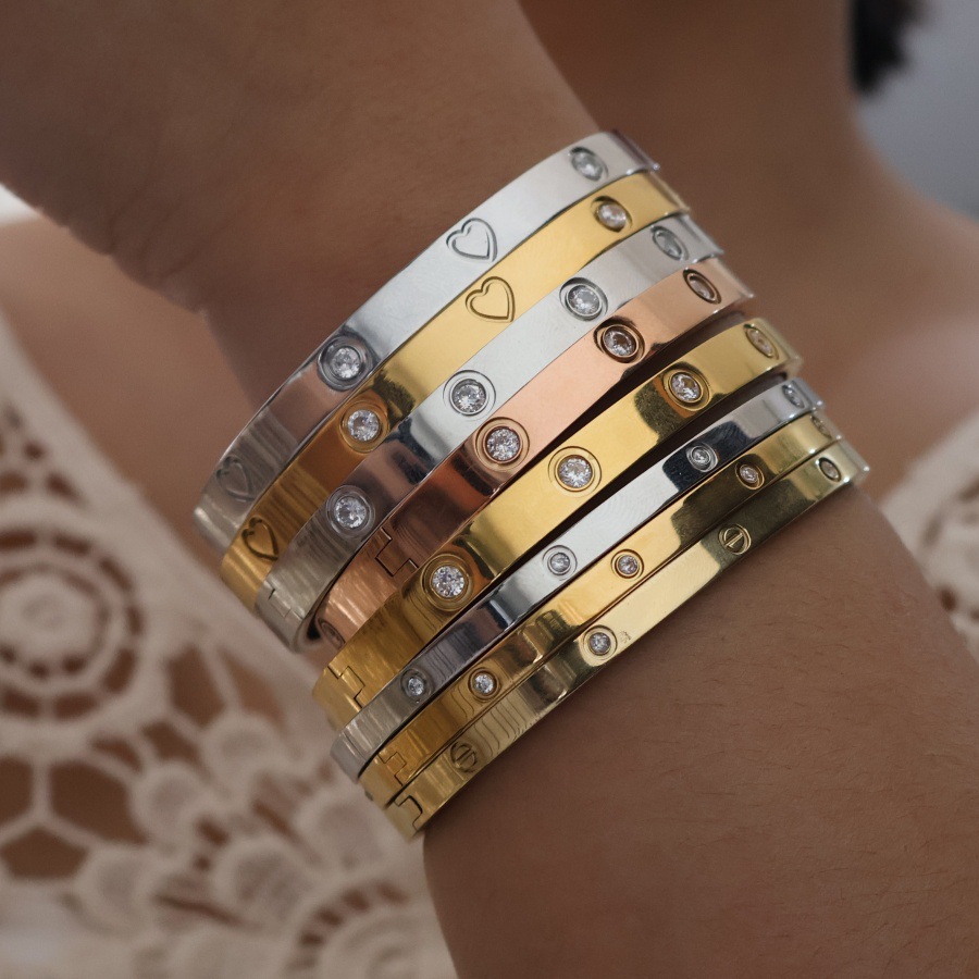 17g Weight Retro Classic Style Geometric Heart Shape 304 Stainless Steel Bangle In Bulk